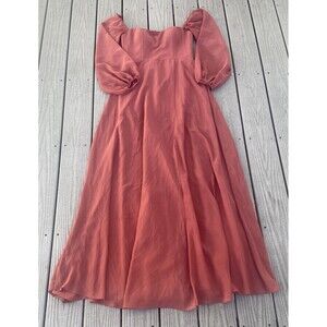 Jenny Yoo Collection Long Sleeve Chiffon Gown Rust Terracotta Size 12 Gown